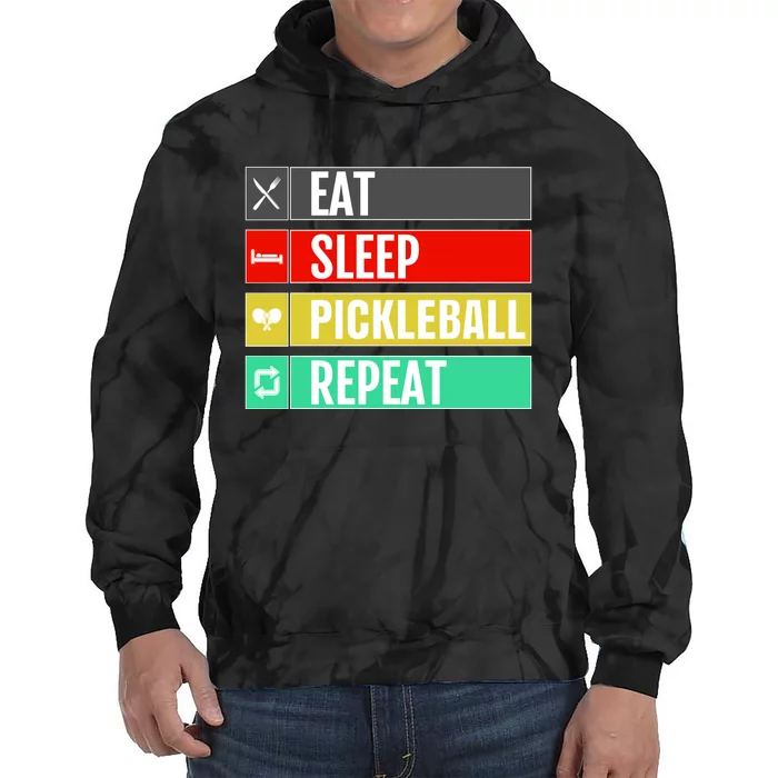 Eat Sleep Pickleball Repeat Funny Pickle Ball Tie Dye Hoodie