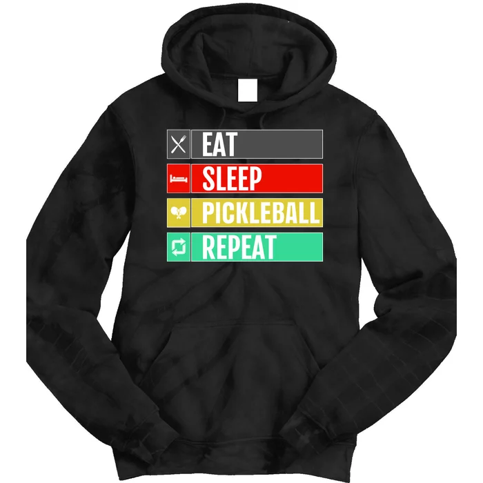 Eat Sleep Pickleball Repeat Funny Pickle Ball Tie Dye Hoodie