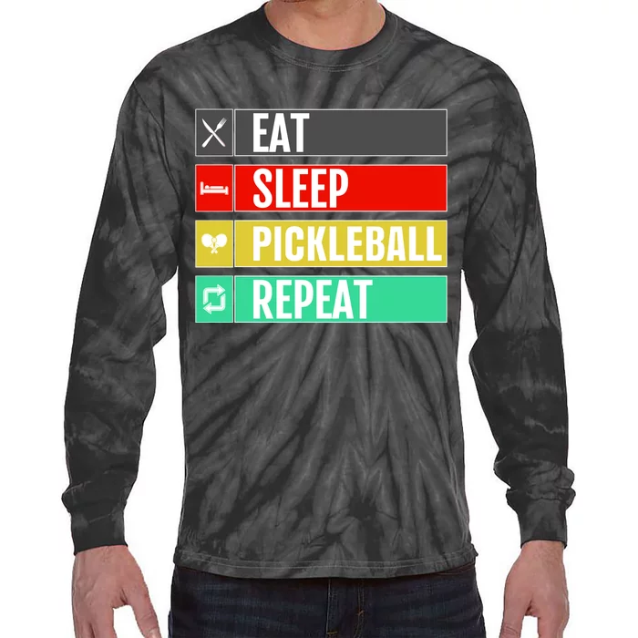 Eat Sleep Pickleball Repeat Funny Pickle Ball Tie-Dye Long Sleeve Shirt