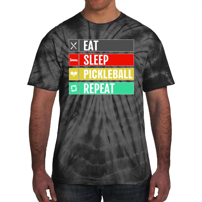 Eat Sleep Pickleball Repeat Funny Pickle Ball Tie-Dye T-Shirt