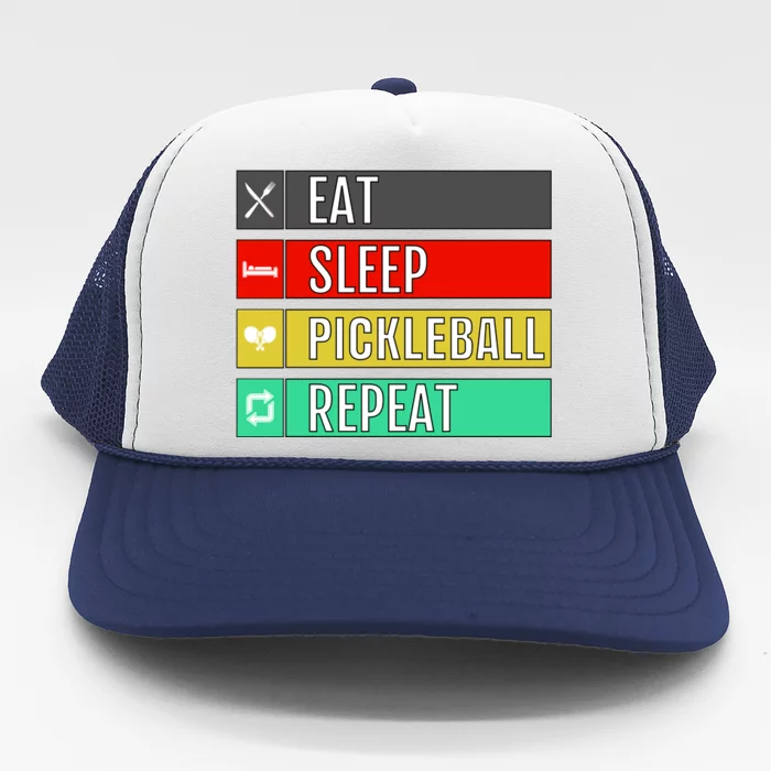 Eat Sleep Pickleball Repeat Funny Pickle Ball Trucker Hat