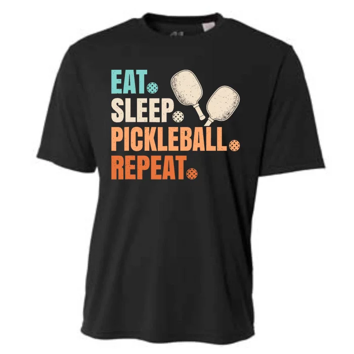 Eat Sleep Pickleball Repeat Funny Pickle Ball Player Cooling Performance Crew T-Shirt