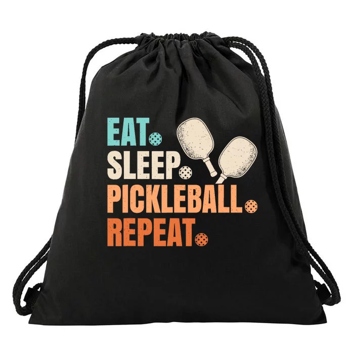 Eat Sleep Pickleball Repeat Funny Pickle Ball Player Drawstring Bag