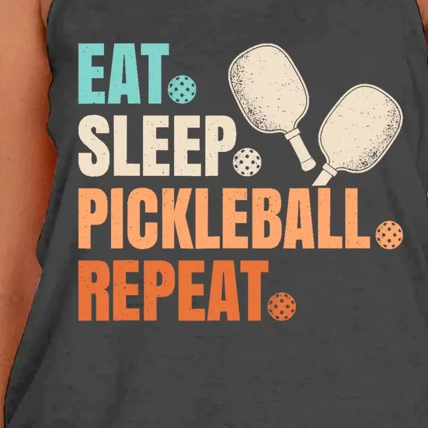 Eat Sleep Pickleball Repeat Funny Pickle Ball Player Women's Knotted Racerback Tank