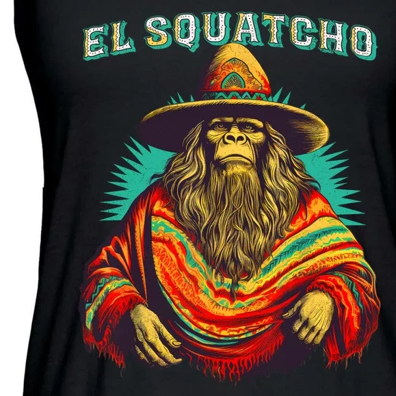 El Squatcho Poncho Western Bigfoot Funny Sasquatch Ladies Essential Flowy Tank