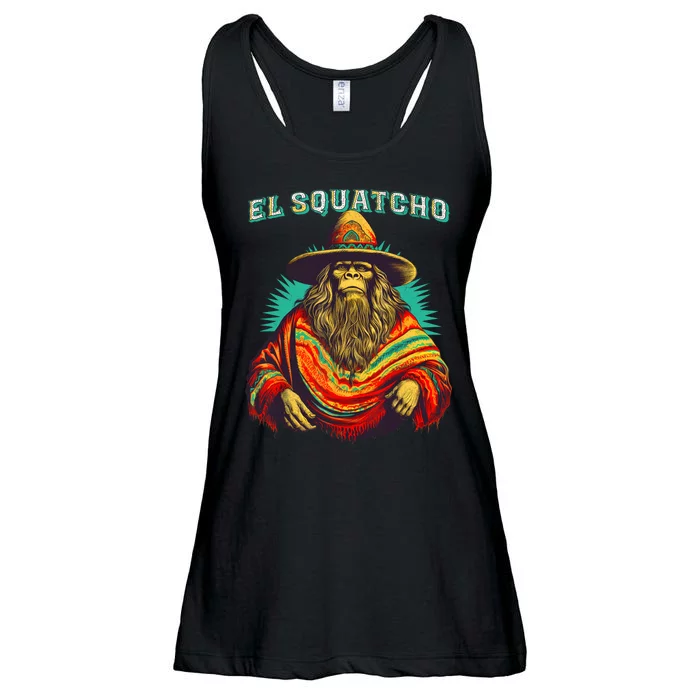 El Squatcho Poncho Western Bigfoot Funny Sasquatch Ladies Essential Flowy Tank