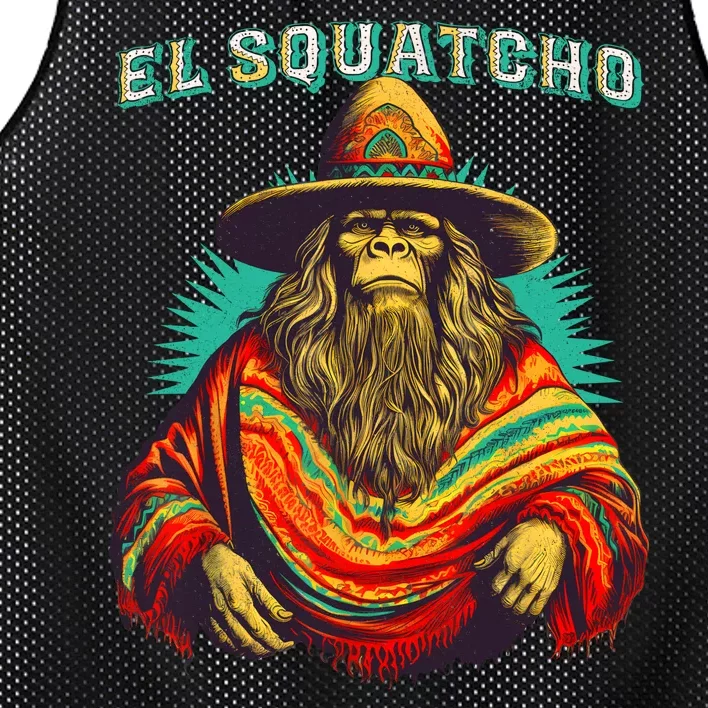 El Squatcho Poncho Western Bigfoot Funny Sasquatch Mesh Reversible Basketball Jersey Tank