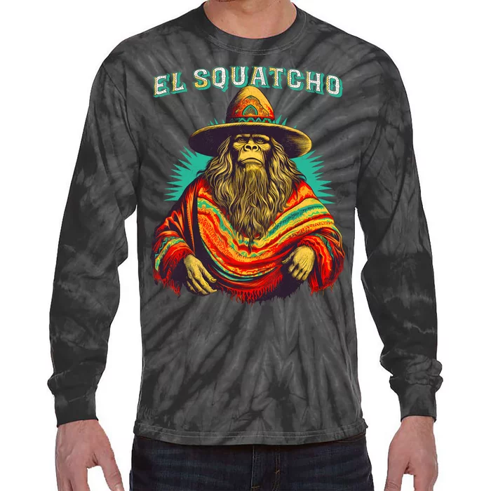 El Squatcho Poncho Western Bigfoot Funny Sasquatch Tie-Dye Long Sleeve Shirt