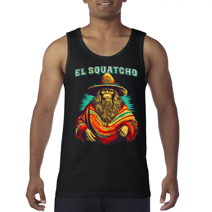 El Squatcho Poncho Western Bigfoot Funny Sasquatch Tank Top