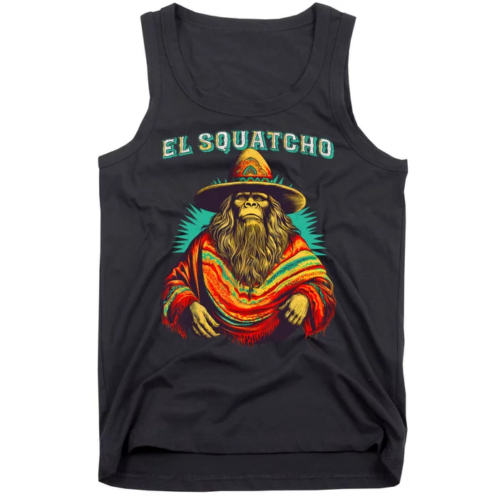 El Squatcho Poncho Western Bigfoot Funny Sasquatch Tank Top