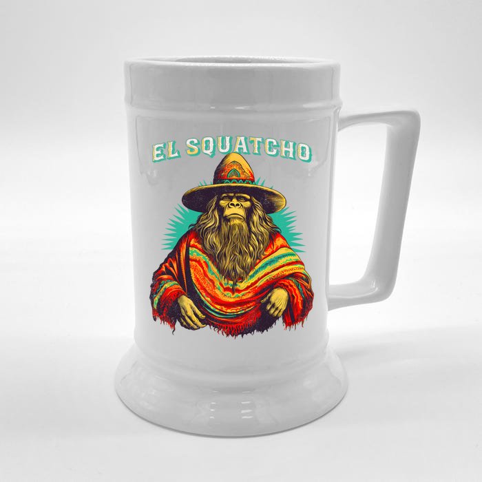 El Squatcho Poncho Western Bigfoot Funny Sasquatch Front & Back Beer Stein