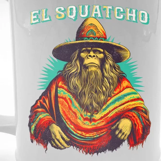 El Squatcho Poncho Western Bigfoot Funny Sasquatch Front & Back Beer Stein