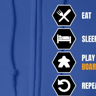 Eat Sleep Play Board Games Repeat Gift Full Zip Hoodie