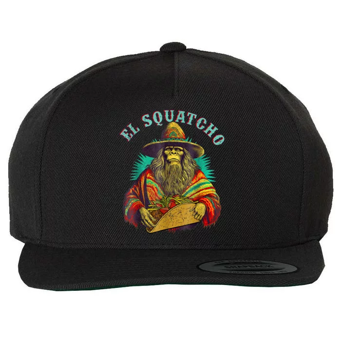 El Squatcho Poncho Taco Western Bigfoot Sasquatch Lovers Wool Snapback Cap