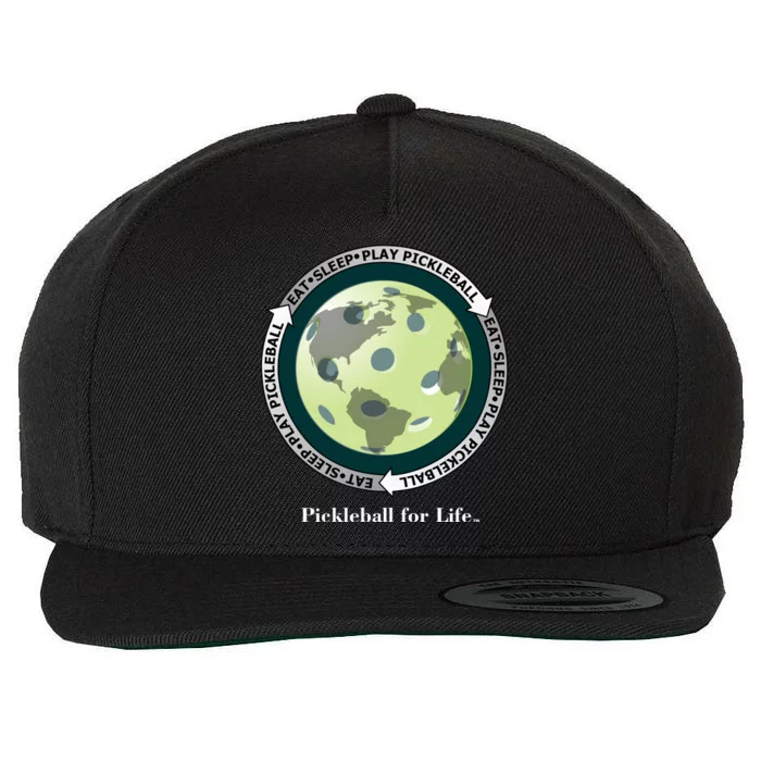 Pickleball | Fun Pickleball | Great Pickleball | Pickleball Shirt | Eat Sleep Pickleball Wool Snapback Cap