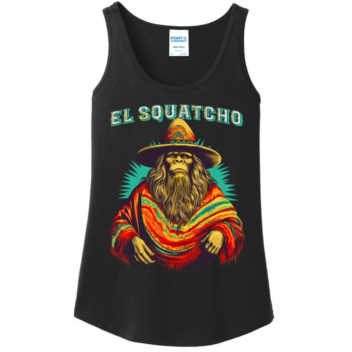 El Squatcho Poncho Western Bigfoot Funny Sasquatch Ladies Essential Tank