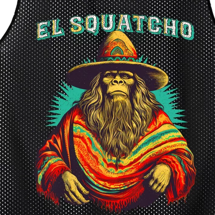 El Squatcho Poncho Western Bigfoot Funny Sasquatch Mesh Reversible Basketball Jersey Tank