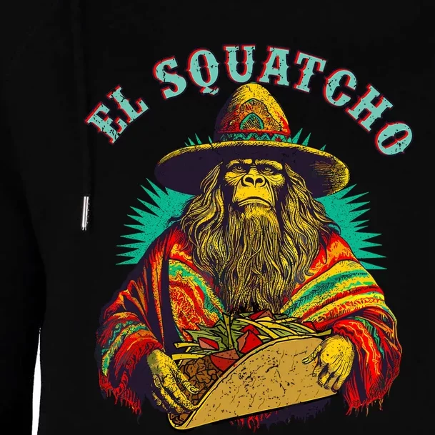 El Squatcho Poncho Taco Western Bigfoot Sasquatch Lovers Womens Funnel Neck Pullover Hood