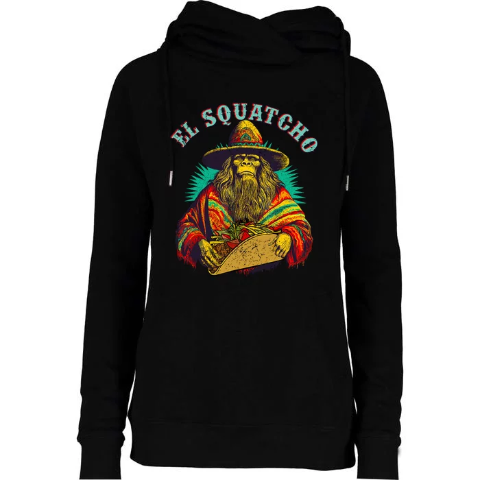 El Squatcho Poncho Taco Western Bigfoot Sasquatch Lovers Womens Funnel Neck Pullover Hood