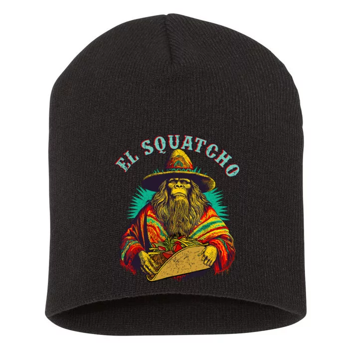 El Squatcho Poncho Taco Western Bigfoot Sasquatch Lovers Short Acrylic Beanie