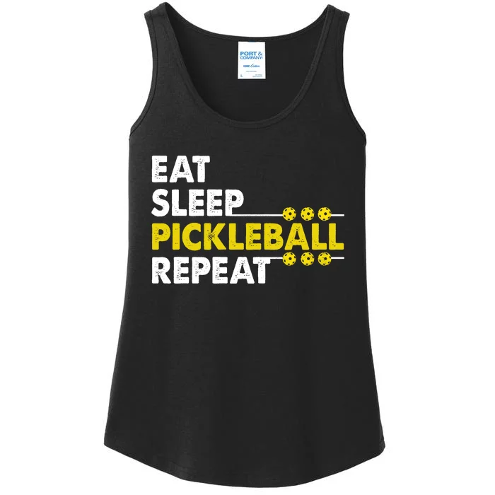 Eat Sleep Pickleball Repeat Funny Pickle Ball Lover Player Ladies Essential Tank