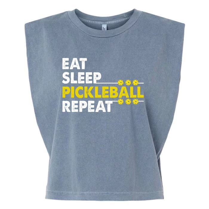 Eat Sleep Pickleball Repeat Funny Pickle Ball Lover Player Garment-Dyed Women's Muscle Tee