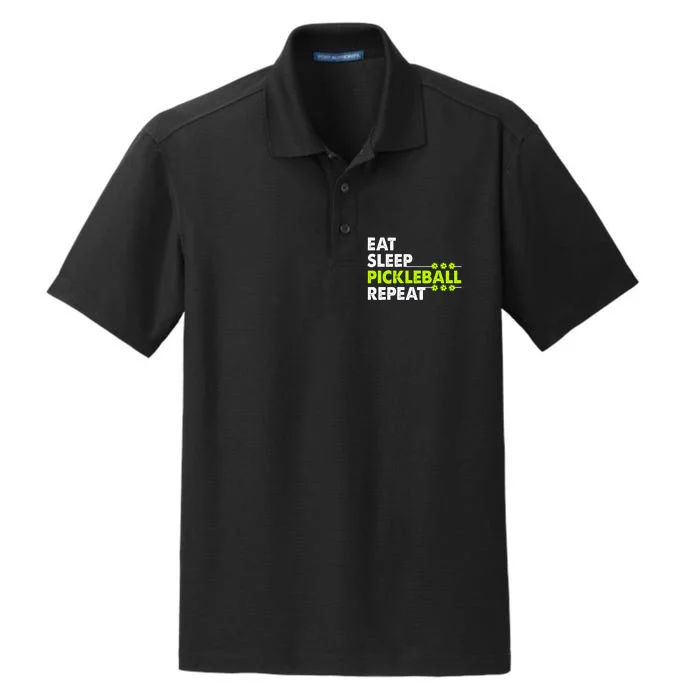 Eat Sleep Pickleball Repeat Funny Pickle Ball Dry Zone Grid Performance Polo