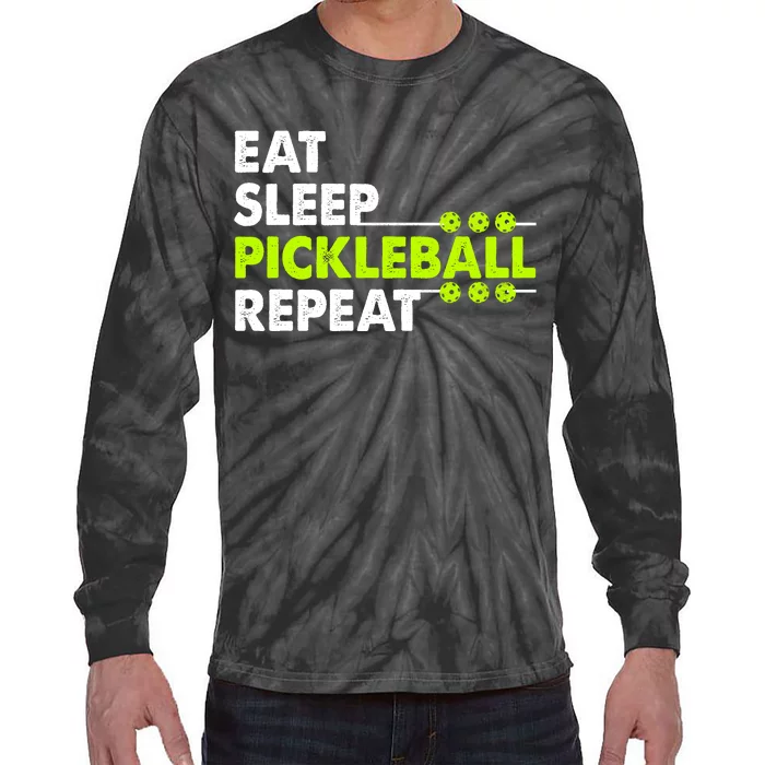 Eat Sleep Pickleball Repeat Funny Pickle Ball Tie-Dye Long Sleeve Shirt