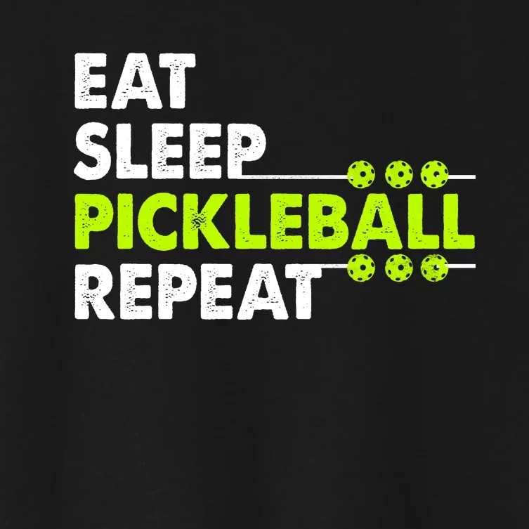 Eat Sleep Pickleball Repeat Funny Pickle Ball Women's Crop Top Tee