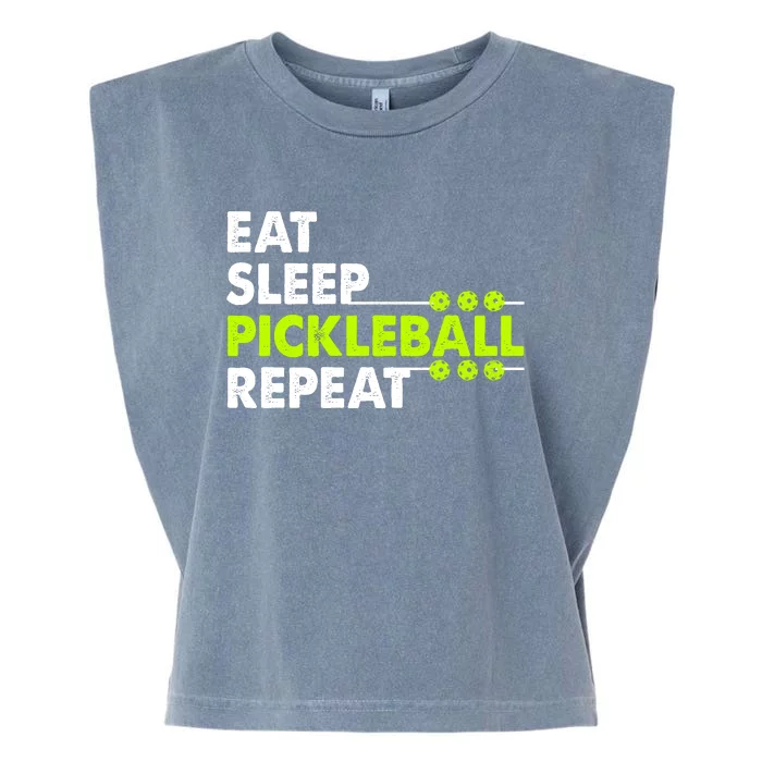 Eat Sleep Pickleball Repeat Funny Pickle Ball Garment-Dyed Women's Muscle Tee