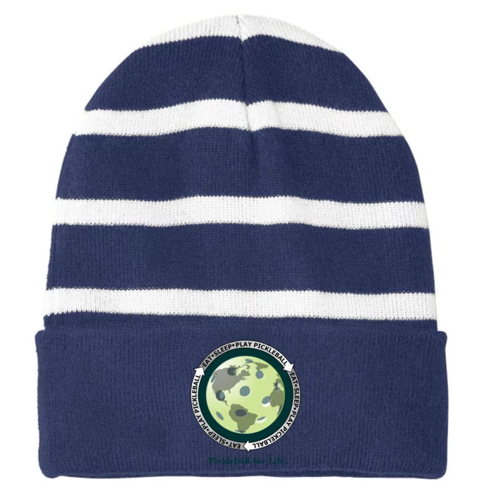 Eat Sleep Play Pickleball Mug Striped Beanie with Solid Band