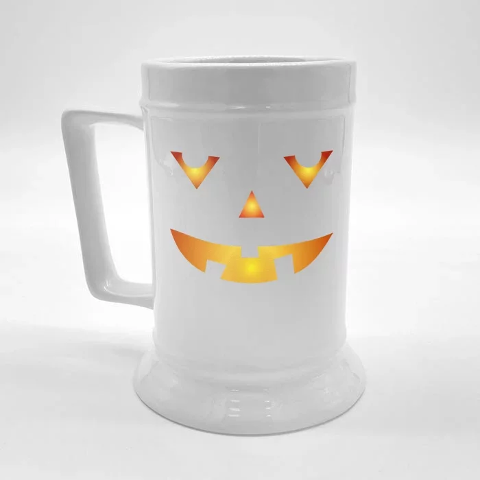 Evil Scary Pumpkin Face Spooky Halloween Front & Back Beer Stein