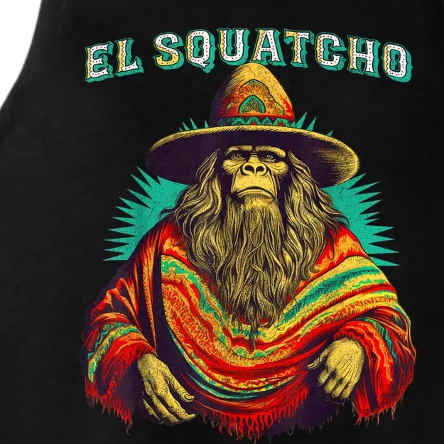 El Squatcho Poncho – Western Bigfoot Funny Sasquatch Ladies Tri-Blend Wicking Tank