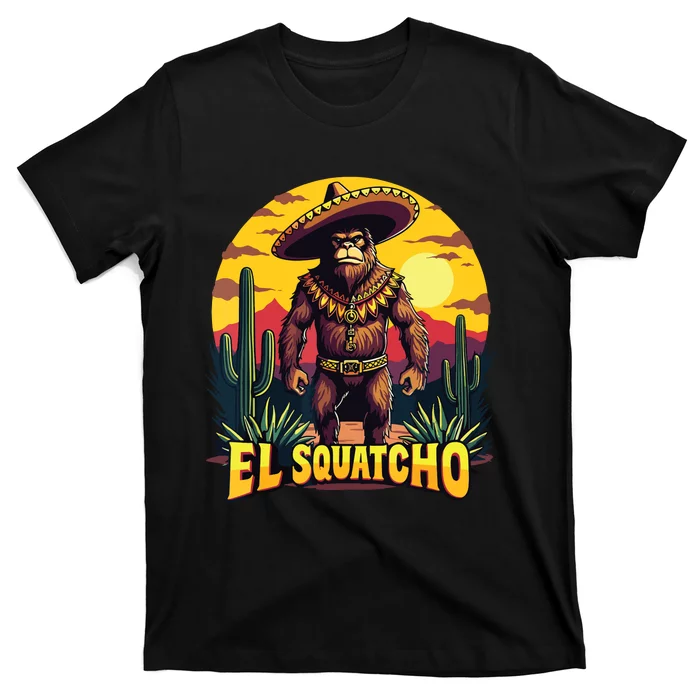 El Squatcho Poncho Funny Mexican Bigfoot Sasquatch Guardian T-Shirt