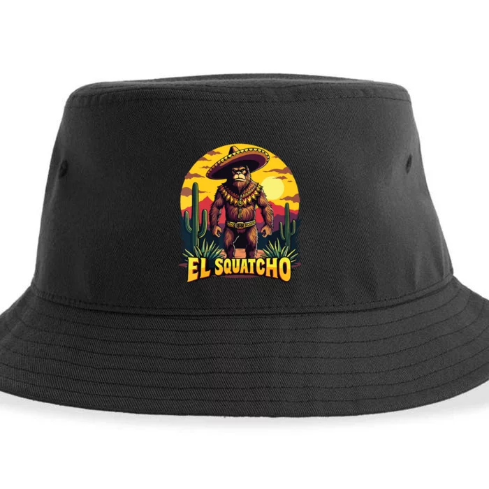 El Squatcho Poncho Funny Mexican Bigfoot Sasquatch Guardian Sustainable Bucket Hat