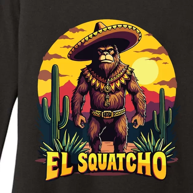 El Squatcho Poncho Funny Mexican Bigfoot Sasquatch Guardian Womens CVC Long Sleeve Shirt