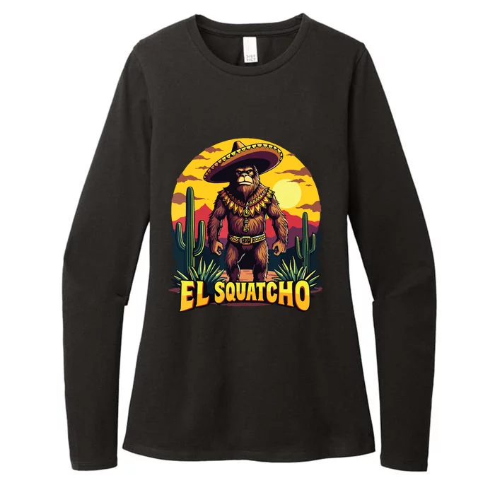 El Squatcho Poncho Funny Mexican Bigfoot Sasquatch Guardian Womens CVC Long Sleeve Shirt