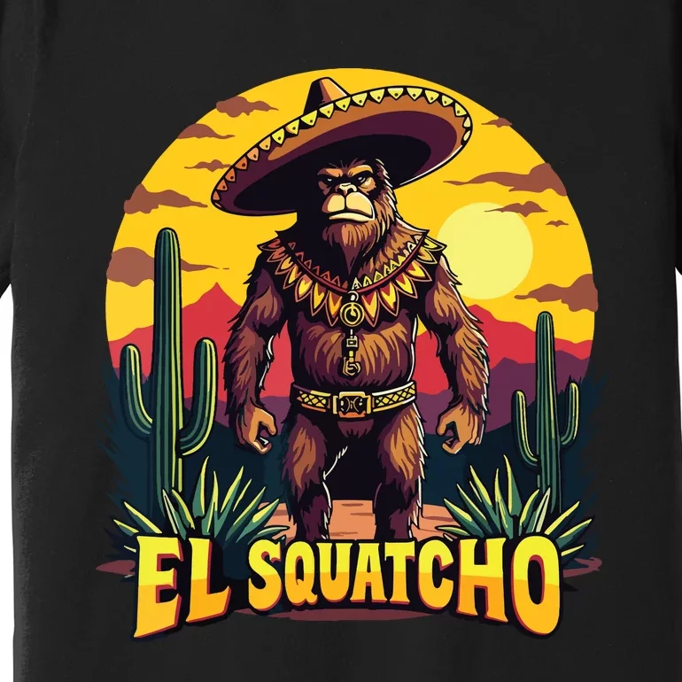 El Squatcho Poncho Funny Mexican Bigfoot Sasquatch Guardian Premium T-Shirt