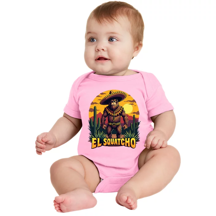 El Squatcho Poncho Funny Mexican Bigfoot Sasquatch Guardian Baby Bodysuit