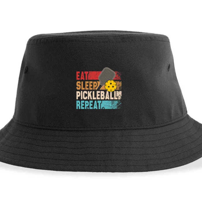 Eat Sleep Pickleball Repeat Player Funny Sustainable Bucket Hat