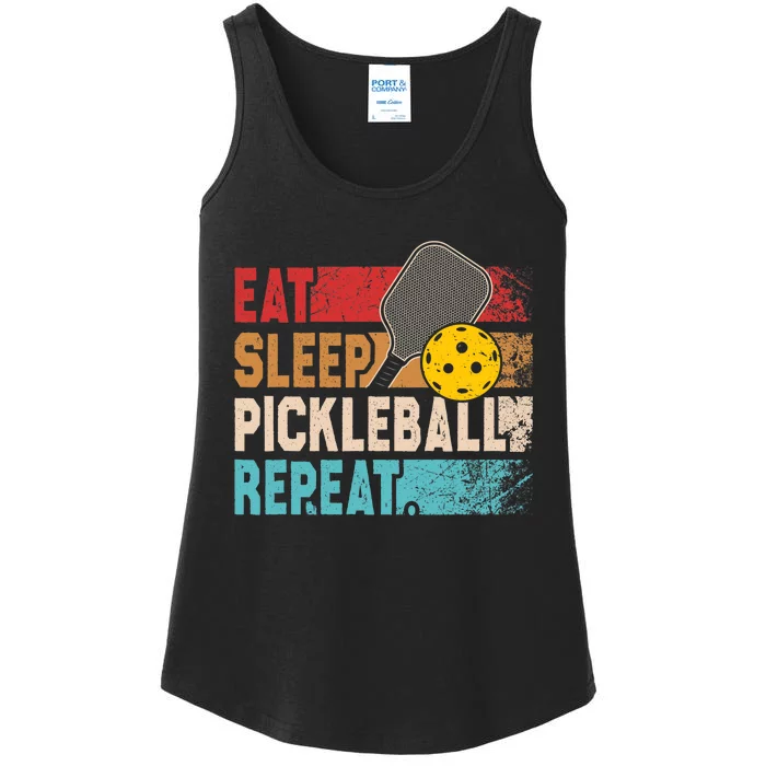 Eat Sleep Pickleball Repeat Player Funny Ladies Essential Tank