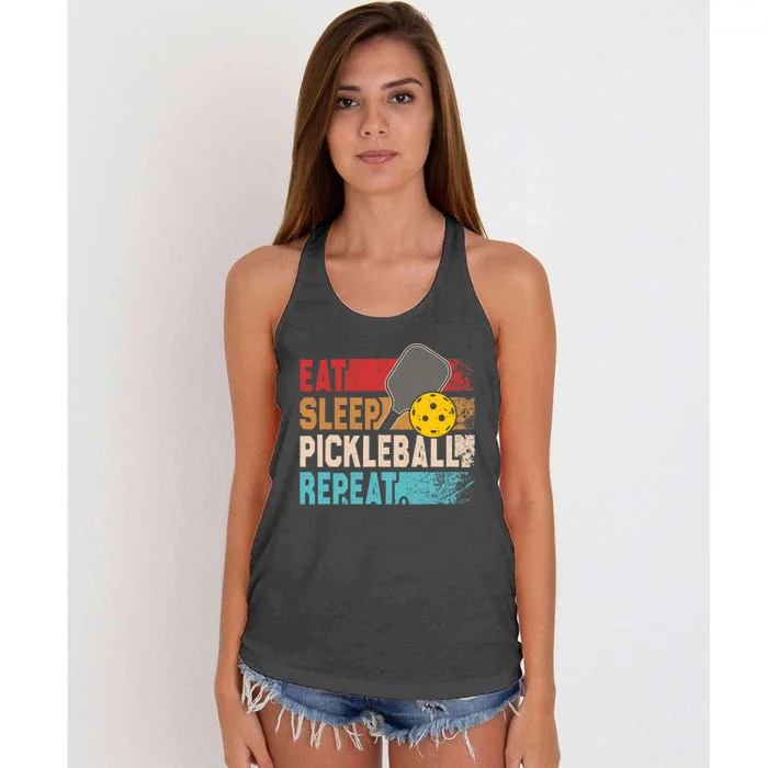 Eat Sleep Pickleball Repeat Player Funny Women's Knotted Racerback Tank