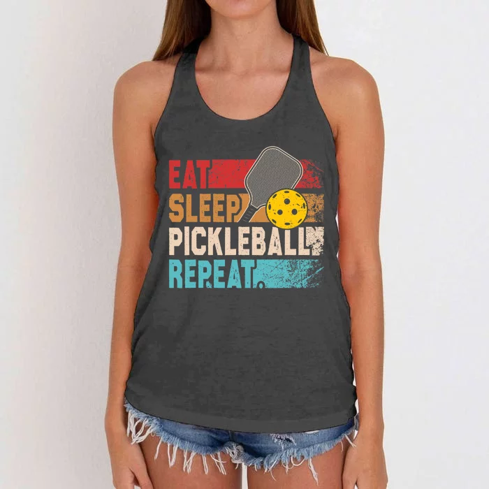 Eat Sleep Pickleball Repeat Player Funny Women's Knotted Racerback Tank