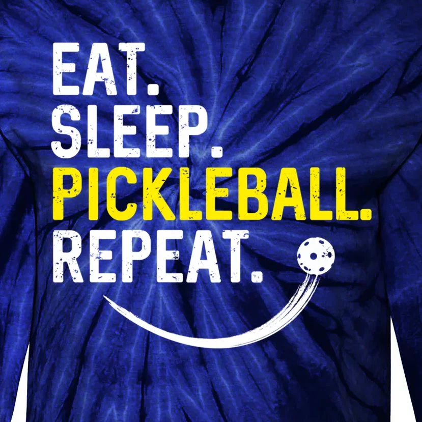 Eat Sleep Pickleball Repeat Lover Funny Quote Gift For Player Tie-Dye Long Sleeve Shirt