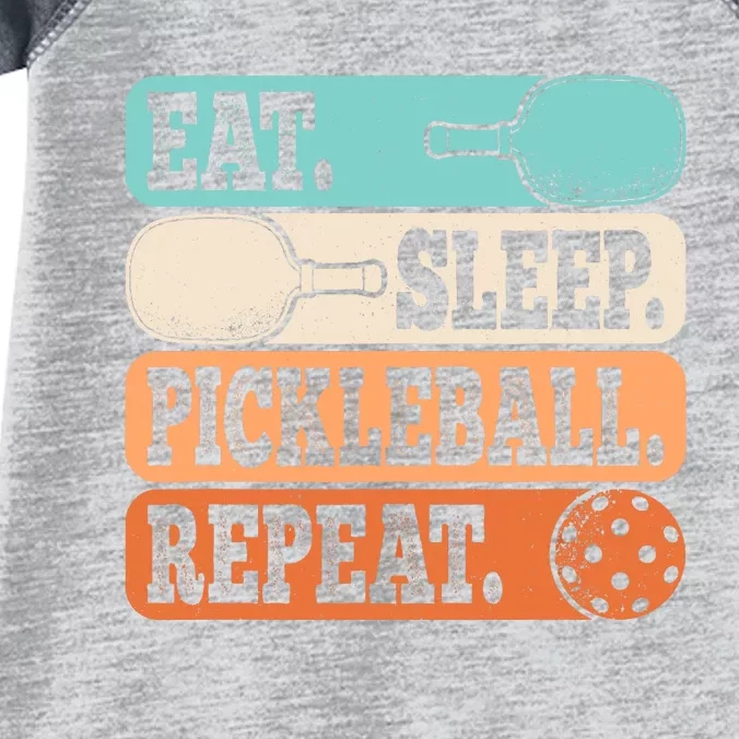 Eat Sleep Pickleball Repeat Funny Pickleball Lover Retro Infant Baby Jersey Bodysuit