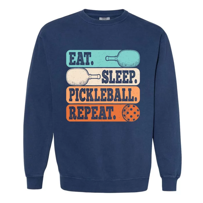 Eat Sleep Pickleball Repeat Funny Pickleball Lover Retro Garment-Dyed Sweatshirt