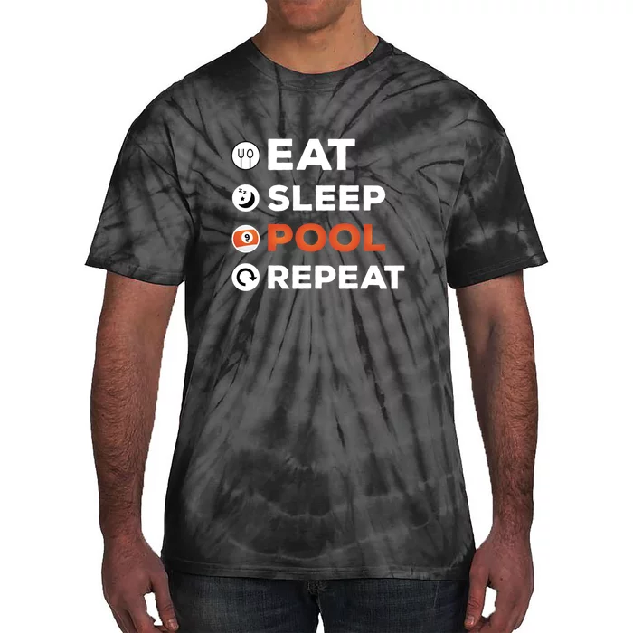 Eat Sleep Pool Repeat Dad Billiards Gift For Father's Day Tie-Dye T-Shirt