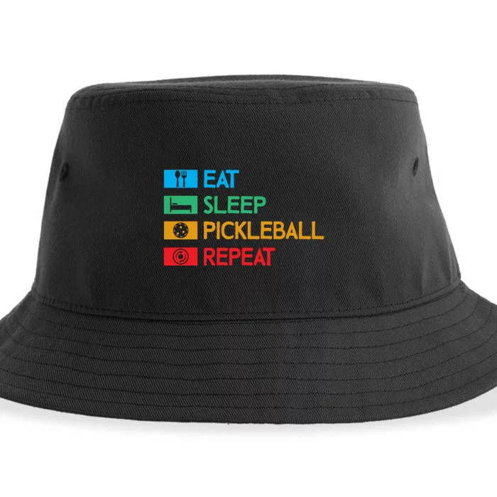 Eat Sleep Pickleball Repeat Gift For Pickleball Team Sustainable Bucket Hat