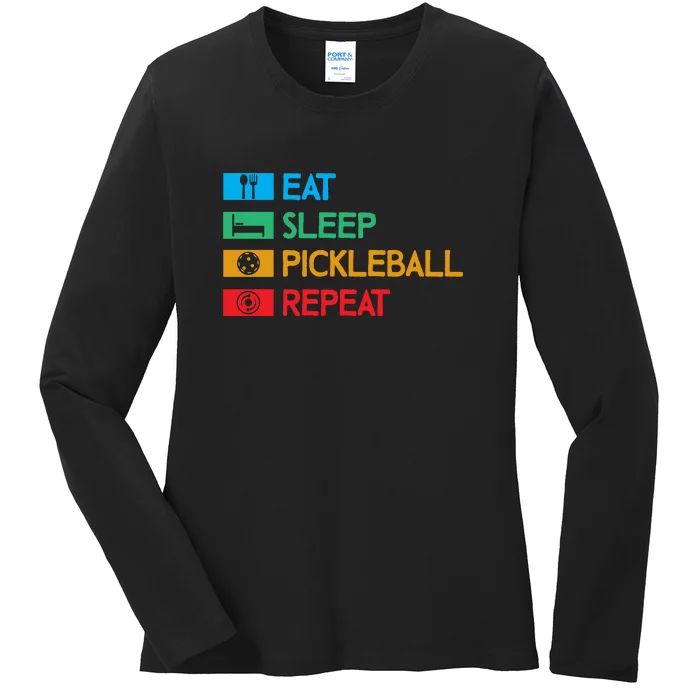 Eat Sleep Pickleball Repeat Gift For Pickleball Team Ladies Long Sleeve Shirt