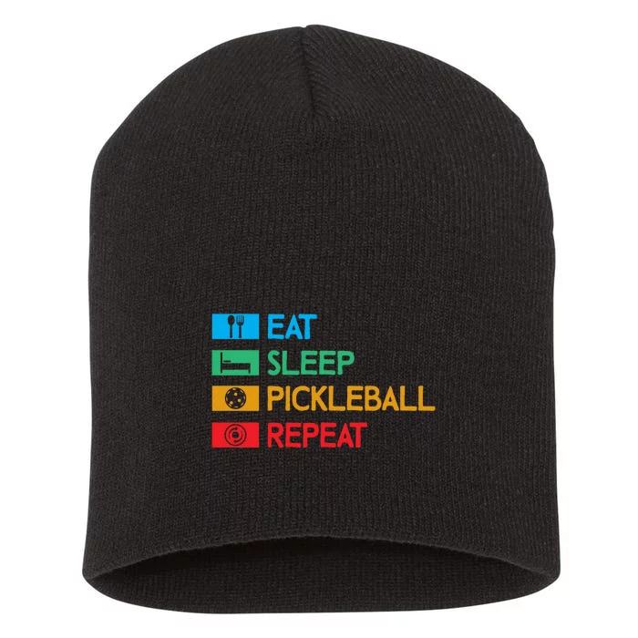 Eat Sleep Pickleball Repeat Gift For Pickleball Team Short Acrylic Beanie